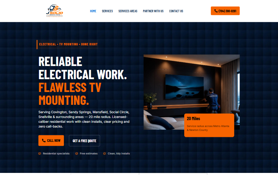 J Solid Services website designed by The Grow Vista